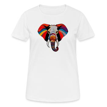 Art coloré de tête d’éléphant Motif pop art d’éléphant - T-shirt respirant Femme - blanc - Devant - AI Model Female 172 dark (172cm)