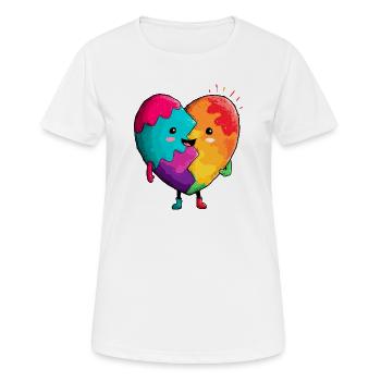 Regenbogenherz Umarmung - Frauen T-Shirt atmungsaktiv - Weiß - Vorne - AI Model Female 172 dark (172cm)