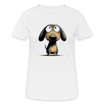 Kulleraugen Dackel Hund Cartoon Art - Frauen T-Shirt atmungsaktiv - Weiß - Vorne - AI Model Female 172 dark (172cm)