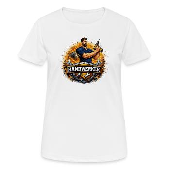 Logo Craftsman – Style de bande dessinée avec perceuse - T-shirt respirant Femme - blanc - Devant - AI Model Female 172 dark (172cm)