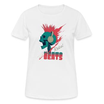Rebel Beats - Punk Skull Mohawk - Frauen T-Shirt atmungsaktiv - Weiß - Vorne - AI Model Female 172 dark (172cm)