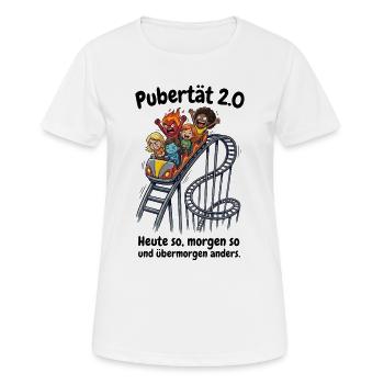 Puberté 2.0 - Ménopause et montagnes russes d’émotions - T-shirt respirant Femme - blanc - Devant - AI Model Female 172 dark (172cm)