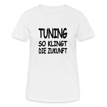 Tuning - Frauen T-Shirt atmungsaktiv - Weiß - Vorne - AI Model Female 172 dark (172cm)