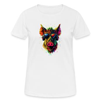 Wild boar Wild boar Wild boar Pig Hunter - Women's Breathable T-Shirt - white - Front - AI Model Female 172 dark (172cm)
