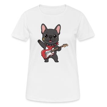 Rocking bulldog with electric guitar - Women's Breathable T-Shirt - white - Front - AI Model Female 172 dark (172cm)