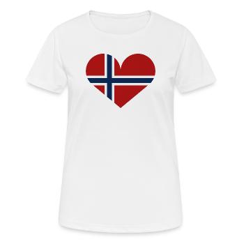 Norwegische Herzflagge - Frauen T-Shirt atmungsaktiv - Weiß - Vorne - AI Model Female 172 dark (172cm)