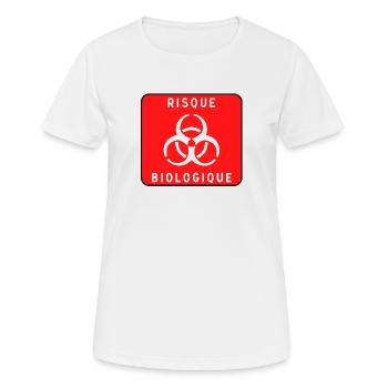 Biologisches Gefahrzeichen, Infektionsrisiko, Material - Frauen T-Shirt atmungsaktiv - Weiß - Vorne - AI Model Female 172 dark (172cm)