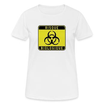 Biologisches Gefahrzeichen, Infektionsrisiko, Material - Frauen T-Shirt atmungsaktiv - Weiß - Vorne - AI Model Female 172 dark (172cm)