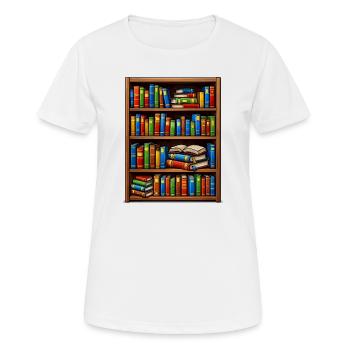 Bibliothèque Illustrato de Bibliothèques - T-shirt respirant Femme - blanc - Devant - AI Model Female 172 dark (172cm)