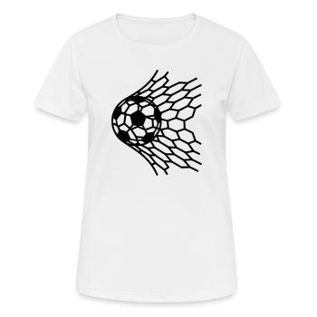 Ballon de but dans le vecteur de tirs au filet - T-shirt respirant Femme - blanc - Devant - AI Model Female 172 dark (172cm)