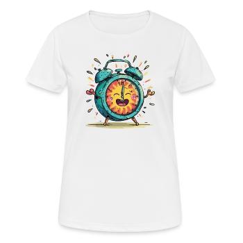 Sun Alarm Clock Celebration Image - Women's Breathable T-Shirt - white - Front - AI Model Female 172 dark (172cm)