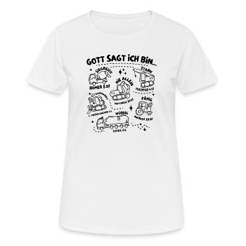Dieu dit : Je suis – l’identité en Christ - T-shirt respirant Femme - blanc - Devant - AI Model Female 172 dark (172cm)