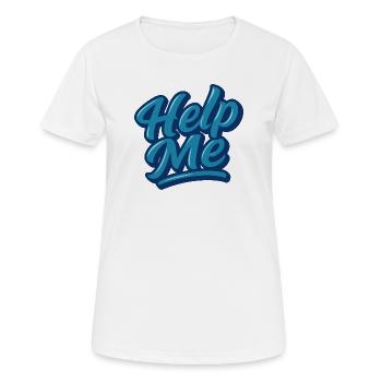 Help Me Blue Script Logo - T-shirt respirant Femme - blanc - Devant - AI Model Female 172 dark (172cm)