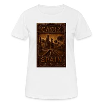 Affiche de Cadix, Espagne – Affiche de voyage steampunk - T-shirt respirant Femme - blanc - Devant - AI Model Female 172 dark (172cm)