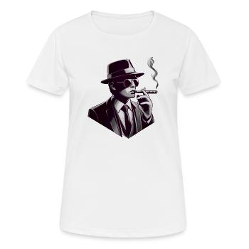 Noir Gentleman avec un cigare - T-shirt respirant Femme - blanc - Devant - AI Model Female 172 dark (172cm)