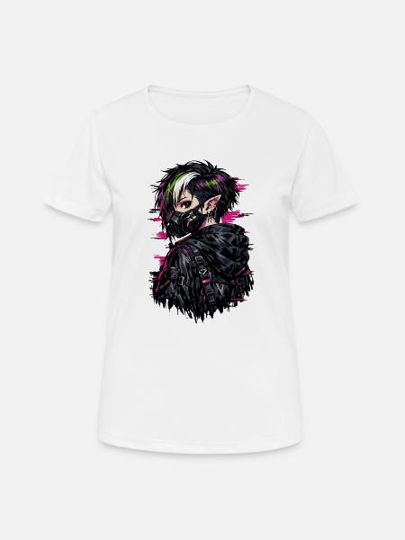 Anime Punk Girl – Dark Youth Stil - Frauen T-Shirt atmungsaktiv - Weiß