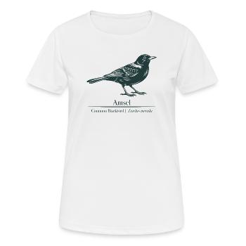 Amsel Silhouette | Ornithologie | Zeichnung - Frauen T-Shirt atmungsaktiv - Weiß - Vorne - AI Model Female 172 dark (172cm)
