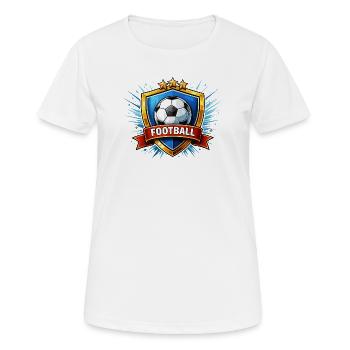 Blason de football avec ballon et bannière - T-shirt respirant Femme - blanc - Devant - AI Model Female 172 dark (172cm)