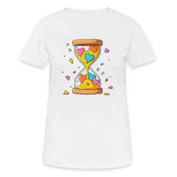 Herzzeit Sanduhr - Frauen T-Shirt atmungsaktiv - Weiß - Vorne - AI Model Female 172 dark (172cm)
