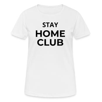 STAY HOME CLUB – Minimalistischer Unisex-Sweatshirt - Frauen T-Shirt atmungsaktiv - Weiß - Vorne - AI Model Female 172 dark (172cm)