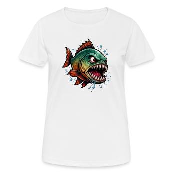 Piranha Deep Sea Fighter - Women's Breathable T-Shirt - white - Front - AI Model Female 172 dark (172cm)