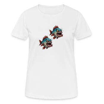 Piranha Deep Sea Fighter - Women's Breathable T-Shirt - white - Front - AI Model Female 172 dark (172cm)