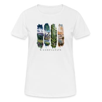 Washington Travel – Evergreen & Skyline Vibes - Frauen T-Shirt atmungsaktiv - Weiß - Vorne - AI Model Female 172 dark (172cm)
