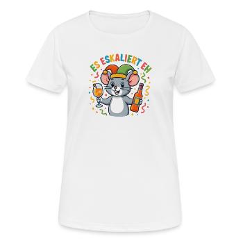 Souris de carnaval, ça s’intensifie, eh, fête fastnacht - T-shirt respirant Femme - blanc - Devant - AI Model Female 172 dark (172cm)