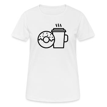 Donut und Kaffee Becher - Frauen T-Shirt atmungsaktiv - Weiß - Vorne - AI Model Female 172 dark (172cm)
