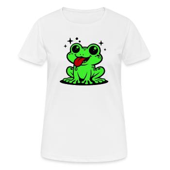 Kröte Comic Frosch - Frauen T-Shirt atmungsaktiv - Weiß - Vorne - AI Model Female 172 dark (172cm)
