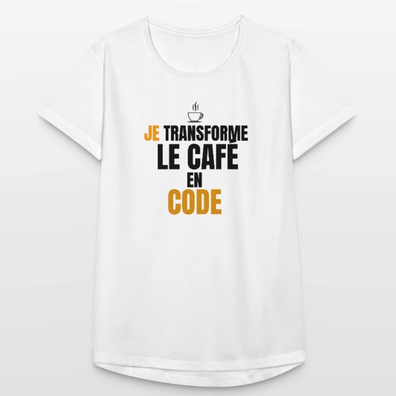Je transforme le code en café T-shirt respirant Femme