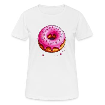 Donut with pink frosting - Women's Breathable T-Shirt - white - Front - AI Model Female 172 dark (172cm)