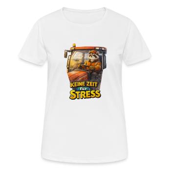 No time for stress – Tractor driver raccoon - Women's Breathable T-Shirt - white - Front - AI Model Female 172 dark (172cm)