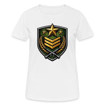 Wappen Schild mit Gewehren - Frauen T-Shirt atmungsaktiv - Weiß - Vorne - AI Model Female 172 dark (172cm)