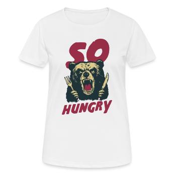 Hungriger Bär mit Besteck - Frauen T-Shirt atmungsaktiv - Weiß - Vorne - AI Model Female 172 dark (172cm)