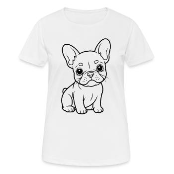 Kleiner Bulldog Linienporträt - Frauen T-Shirt atmungsaktiv - Weiß - Vorne - AI Model Female 172 dark (172cm)