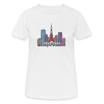 Tokyo City Skyline Tokyo Tower Retro-Abzeichenkunst - Frauen T-Shirt atmungsaktiv - Weiß - Vorne - AI Model Female 172 dark (172cm)