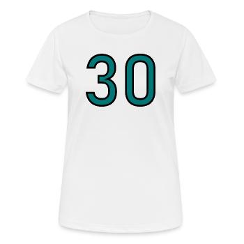 30. 30 ANS. 30e ANNIVERSAIRE. ANNIVERSAIRE 30 ANS. - T-shirt respirant Femme - blanc - Devant - AI Model Female 172 dark (172cm)