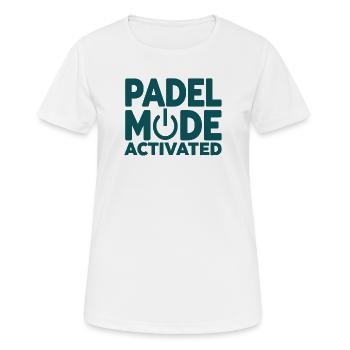 Padel Fashion Activated Power Button Sport Style - Women's Breathable T-Shirt - white - Front - AI Model Female 172 dark (172cm)