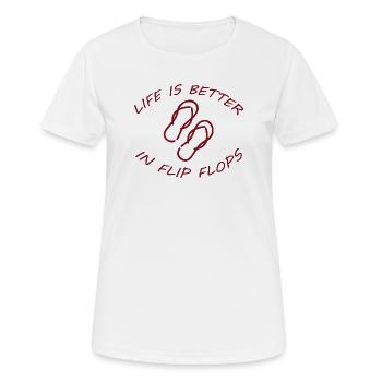 LA VIE EST MEILLEURE EN TONGS - T-shirt respirant Femme - blanc - Devant - AI Model Female 172 dark (172cm)