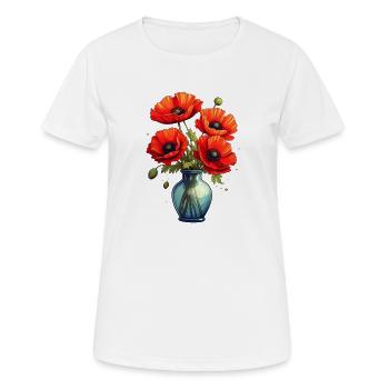 Vase avec des coquelicots - T-shirt respirant Femme - blanc - Devant - AI Model Female 172 dark (172cm)