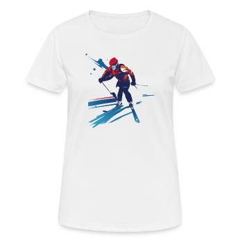 Biathlet im Farbwirbel - Frauen T-Shirt atmungsaktiv - Weiß - Vorne - AI Model Female 172 dark (172cm)