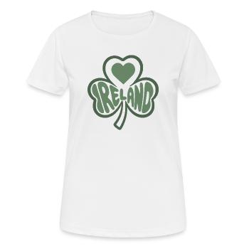 Irlande, Irlande Trèfle au cœur - T-shirt respirant Femme - blanc - Devant - AI Model Female 172 dark (172cm)