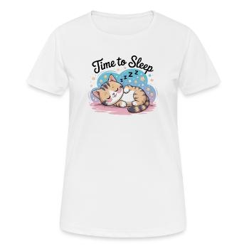 Cute Sleep Shirt Cat Time To Sleep - Women's Breathable T-Shirt - white - Front - AI Model Female 172 dark (172cm)