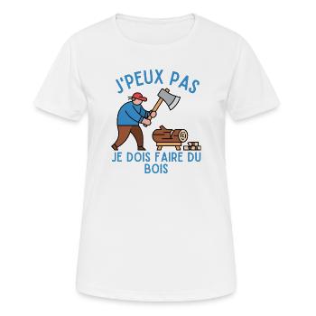 Ich kann nicht, ich muss Holz machen - Frauen T-Shirt atmungsaktiv - Weiß - Vorne - AI Model Female 172 dark (172cm)