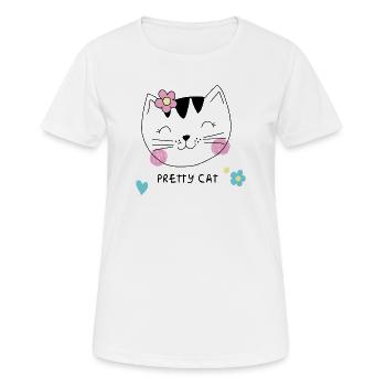 Pretty Cat – Cute Cat with Flower for Girls - Women's Breathable T-Shirt - white - Front - AI Model Female 172 dark (172cm)