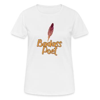 Cooler Dichter mit Federfeder - Frauen T-Shirt atmungsaktiv - Weiß - Vorne - AI Model Female 172 dark (172cm)