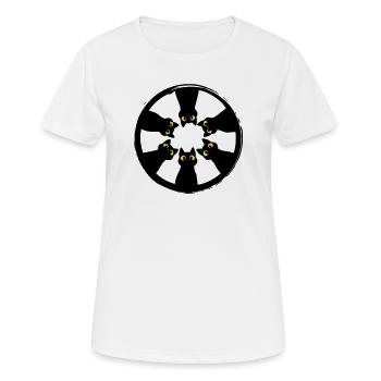 Katzenblick-Kreis: Augen aus der Dunkelheit - Frauen T-Shirt atmungsaktiv - Weiß - Vorne - AI Model Female 172 dark (172cm)