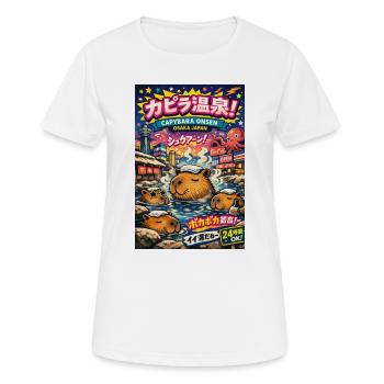 Capybara Onsen Osaka – Bassins chauds colorés - T-shirt respirant Femme - blanc - Devant - AI Model Female 172 dark (172cm)