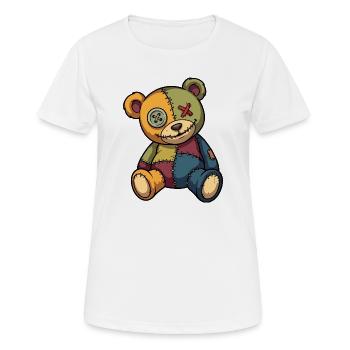 Patchwork Teddybär Unikat aus Flicken Knopfauge - Frauen T-Shirt atmungsaktiv - Weiß - Vorne - AI Model Female 172 dark (172cm)